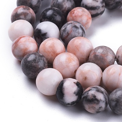 Natural Pink Zebra Jasper Beads Strands G-K410-04-8mm-1
