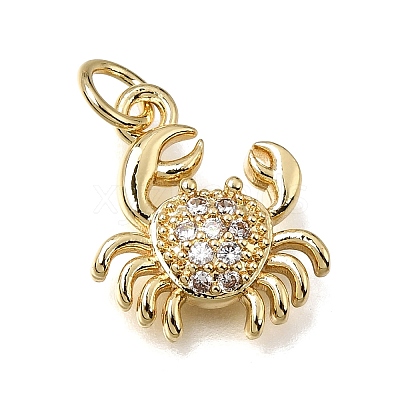 Brass Micro Pave Clear Cubic Zirconia Charms KK-E802-05G-1