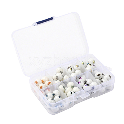 80Pcs 8 Colors Christmas Opaque Glass Beads EGLA-YW0001-07-1