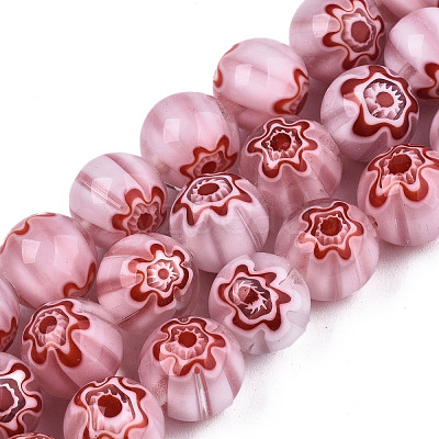 Handmade Millefiori Glass Beads Strands LK-T001-10-1
