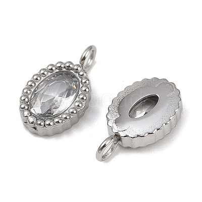 304 Stainless Steel Micro Pave Cubic Zirconia Charms STAS-K302-01E-P-1