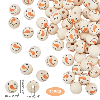 70Pcs Unfinished Natural Wood European Beads WOOD-PH0001-86-1