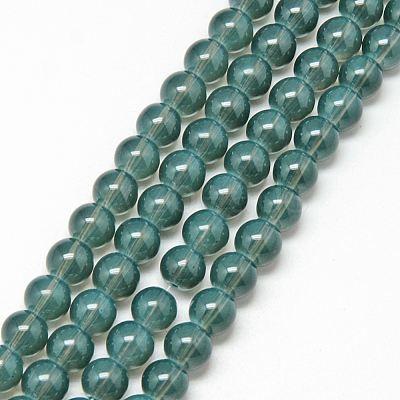 Baking Paint Glass Beads Strands X-DGLA-Q023-8mm-DB16-1