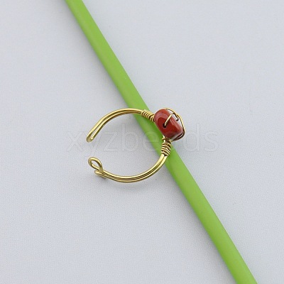 Brass & Natural Red Jasper Finger Rings WG43BB6-03-1