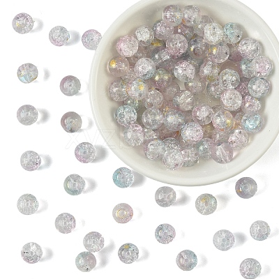 100Pcs Transparent Spray Painted Crackle Glass Beads GLAA-YW0005-15G-1