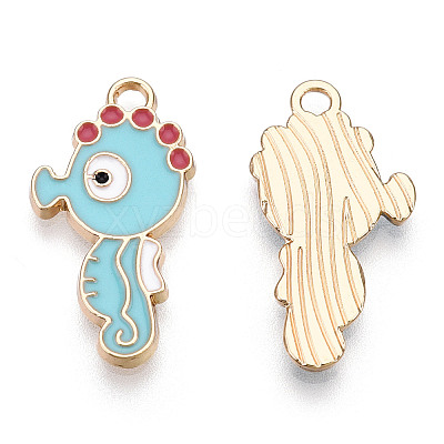 Light Gold Plated Alloy Enamel Pendants ENAM-T009-77B-RS-1