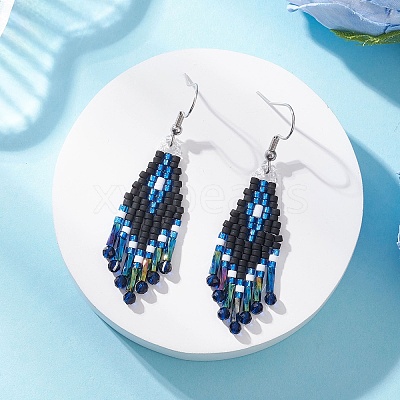 Synthetic Spinel Rhombus Dangle Earrings EJEW-MZ00632-03-1