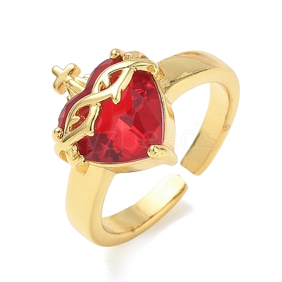 Brass & Glass Cuff Open Rings for Women KK-CBA760A-01C-G-1
