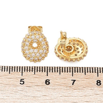 Brass Micro Pave Cubic Zirconia Stud Earrings EJEW-Z091-04G-O-1