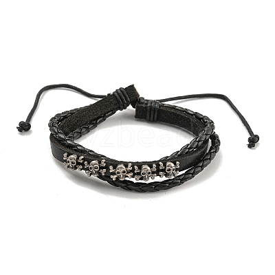 PU Imitation Leather Braided Cord Bracelets BJEW-P329-02B-AS-1