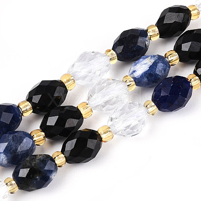 Natural Obsidian & Sodalite & Quartz Crystal Beads Strands G-N358-04A-02-1