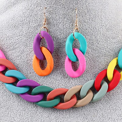 Acrylic Curb Chain Chain Necklaces & Dangle Earrings & Bracelets Sets FS-WGA399B-02-1