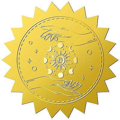 12 Sheets Self Adhesive Gold Foil Embossed Stickers DIY-WH0451-050-1