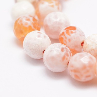 Faceted Natural Fire Crackle Agate Beads Strands X-G-F447-8mm-B03-1
