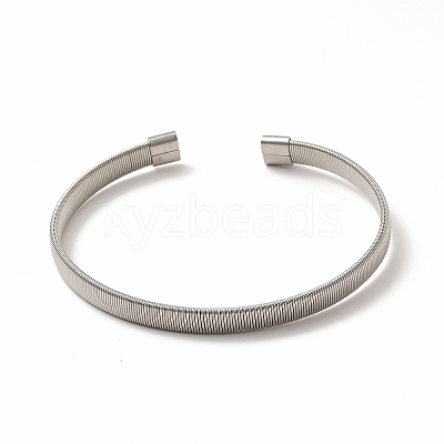304 Stainless Steel Flat Snake Chains Shape Open Cuff Bangle for Women BJEW-C033-03-1