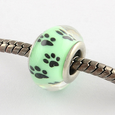 Large Hole Dog Paw Prints Pattern Resin European Beads OPDL-Q129-M12-1