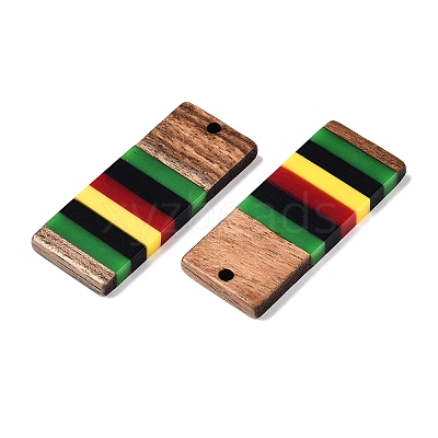 Jamaican Colour Epoxy Resin & Walnut Wood Pendants RESI-N039-122K-1