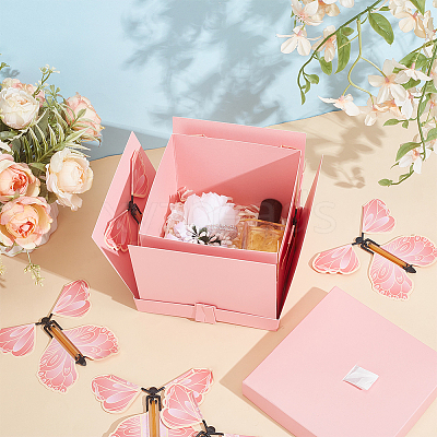 DIY Butterfly Flying Surprise Gift Paper Storage Boxes CON-WH0110-54B-1