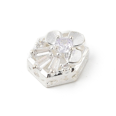 Brass Micro Pave Cubic Zirconia Beads KK-K297-28S-1