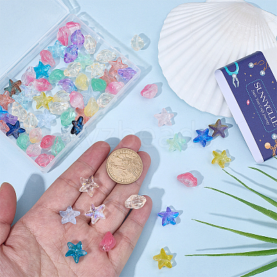80Pcs 2 Styles Transparent Glass Beads GLAA-SC0003-31-1