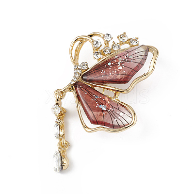 Resin Butterfly Brooch Pin with Crystal Rhinestone JEWB-P016-05KCG-02-1