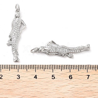 Rack Plating Brass Micro Pave Clear Cubic Zirconia Pendants KK-M280-03P-1