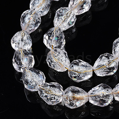 Transparent Crackle Glass Beads Strands GLAA-N051-03-1