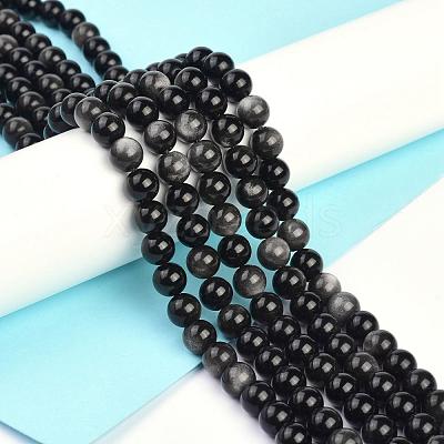 Natural Silver Obsidian Beads Strands G-D083-01C-1