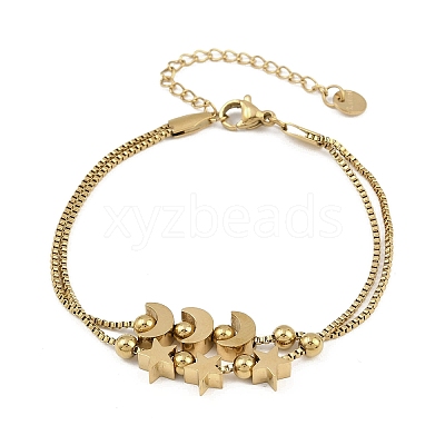 304 Stainless Steel Box Chain Multi-strand Bracelets for Women BJEW-K291-01G-1
