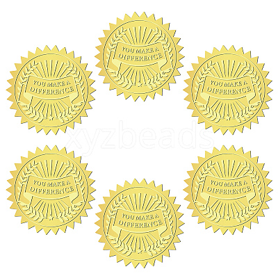 12 Sheets Self Adhesive Gold Foil Embossed Stickers DIY-WH0451-017-1