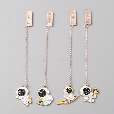 Space Theme Alloy Enamel Astronaut Pendant Bookmarks AJEW-WH0314-111-1