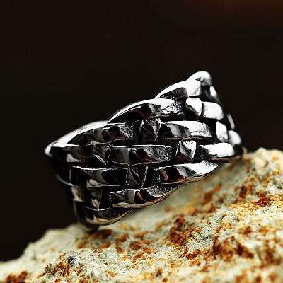 Knitted Textured 304 Stainless Steel Finger Rings FS-WG9203F-14-1