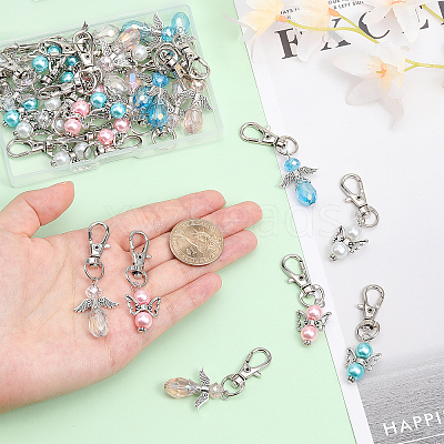 30Pcs 6 Style Baking Paint Pearlized Glass Pearl Pendants HJEW-CA0001-32-1