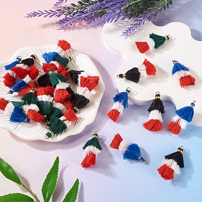 30Pcs 3 Styles Polycotton(Polyester Cotton) Tassel Pendant Decorations FIND-TA0009-07-1