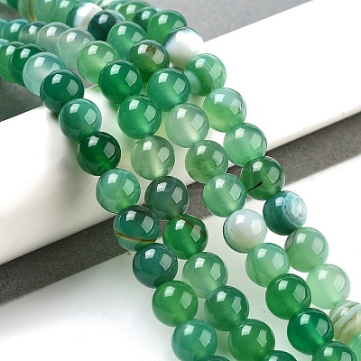 Natural Striped Agate/Banded Agate Beads Strands AGAT-8D-7-1
