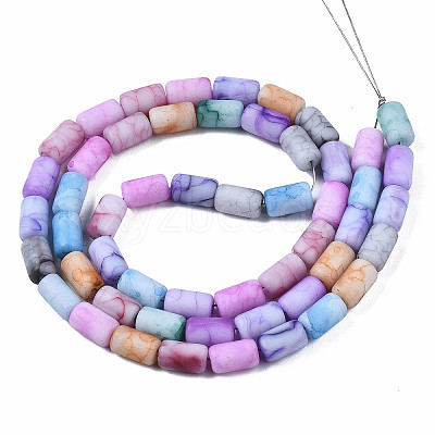 Opaque Baking Paint Crackle Glass Beads Strands X-FGLA-T004-01I-1