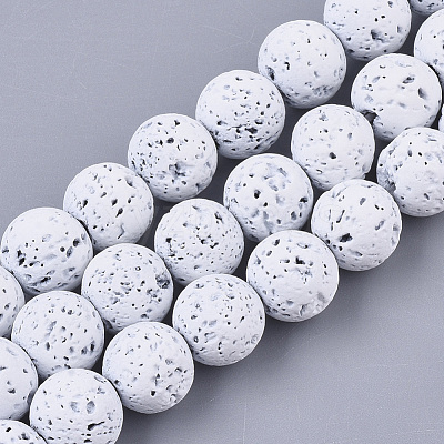Spray Painted Natural Lava Rock Beads Strands G-N0324-C-10-1