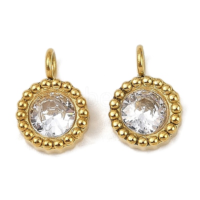 304 Stainless Steel Micro Pave Cubic Zirconia Charms STAS-K302-01D-G-1