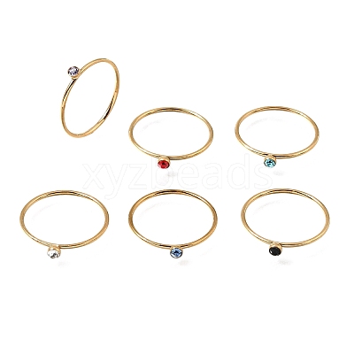 304 Stainless Steel Rhinestone Finger Rings for Women SA-CBAB767-26B-G-1