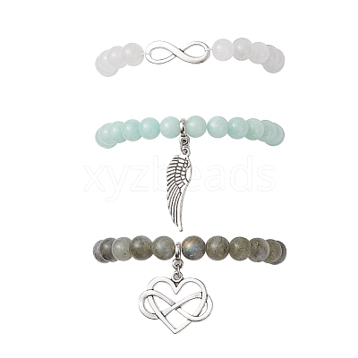 3Pcs Alloy Link & Charms Bracelets BJEW-JB12718-1