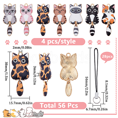 DIY Cat Alloy Enamel Pendants Mobile Straps Making Kit DIY-SC0025-53-1