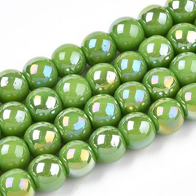 Electroplate Opaque Glass Beads Strands X-GLAA-T032-P6mm-AB06-1