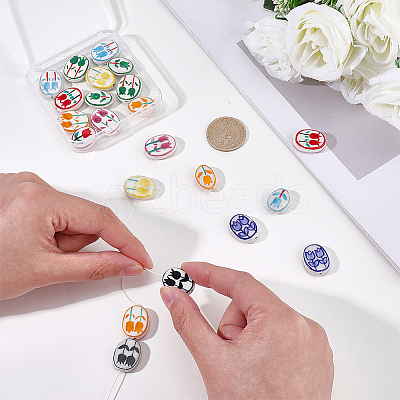 24Pcs 12 Style Handmade Porcelain Beads PORC-ME0001-22-1