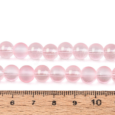 Frosted Transparent Glass Bead Strands GLAA-P065-8mm-03-1