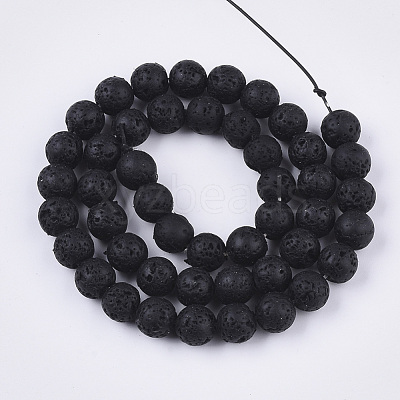 Spray Painted Natural Lava Rock Beads Strands G-N0324-C-01-1