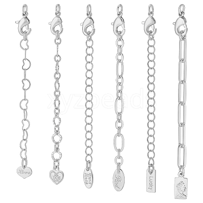6Pcs 6 Styles Brass Ends with Chain FIND-PH0060-21P-1