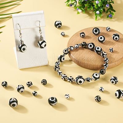 36Pcs 4 Styles Tibetan Style dZi 3-Eye Beads G-TA0002-68-1
