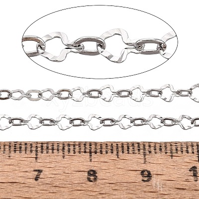 304 Stainless Steel Textured Ginkgo Leaf Link Chains CHS-Q009-07P-1