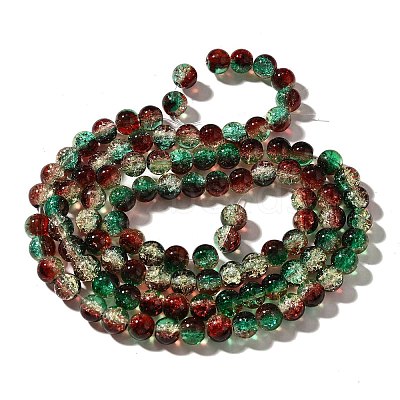 Christmas Theme Crackle Glass Beads Strands X1-CCG-C002-8mm-04-1