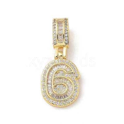 Brass Clear Cubic Zirconia European Dangle Charms KK-R003-01G-06-1